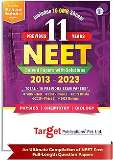 1. NEET Previous Year Solved Question Papers 2013 - 2023 | NEET UG PYQ Chapterwise Book for 2024 Exam Preparation| NEET Question Papers with Solutions from Past 11 Years | 16 Exam Papers with OMR Sheets
