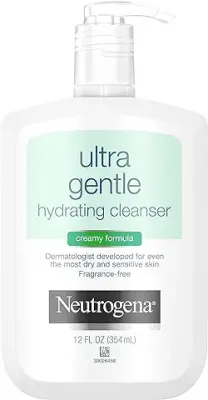5. Neutrogena Ultra Gentle Hydrating Facial Cleanser, Non-Foaming Face Wash for Sensitive Skin, Gently Cleanses Face Without Over Drying, Oil-Free, Soap-Free, Fragrance-Free, 12 fl. oz