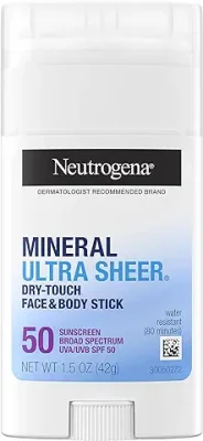 11. Neutrogena Ultra Sheer Dry Touch SPF 50 Mineral Sunscreen Stick