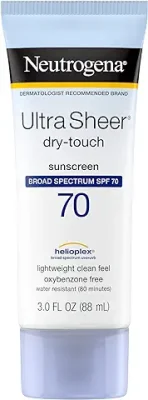 1. Neutrogena Ultra Sheer Dry-Touch Water Resistant and Non-Greasy Sunscreen Lotion with Broad Spectrum SPF 70