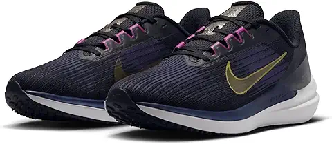 14. Nike Mens AIR Winflo 9 Black/Gold Suede-Blackened Blue Running Shoe - 10 UK (DD6203-007)