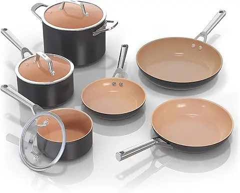 4. Ninja Extended Life Premium Ceramic Cookware 9 Piece Pots & Pans Set