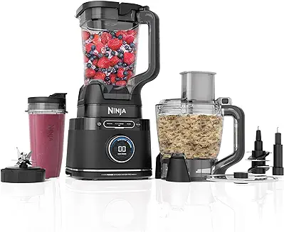 Ninja BL770 Mega Kitchen System, 1500W, 4 Functions for Smoothies,  Processing, Dough, Drinks & More, with 72-oz.* Blender Pitcher, 64-oz.  Processor Bowl, (2) 16-oz. To-Go Cups & (2) Lids, Black 