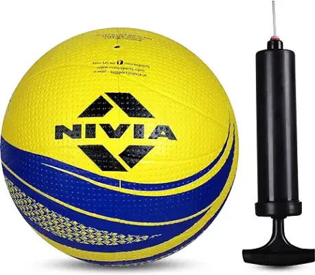 13. Nivia Crater Volleyball with Ball Pump Volleyball - Size: 4 (Pack of 1, Yellow/Black)