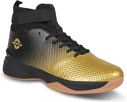 7. Nivia Men Tucana Gold Basketball, Shoes for Men with Breathable mesh Stitched for Better fit and Smooth, Comfortable Shoes, Knitted Collar Rib with Ankle Support