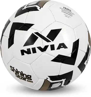 4. Nivia Shining Star - 2022 Football/Rubberized Stitched Football/32 Panels/Suitable for Hard Ground Without Grass/International Match Ball/Soccer Balls/Football Size - 5 (Black & White)