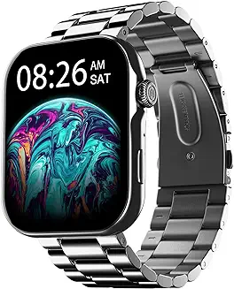 6. Noise ColorFit Ultra 3 Bluetooth Calling Smart Watch with Biggest 1.96" AMOLED Display, Premium Metallic Build, Functional Crown, Gesture Control with Metallic Strap (Glossy Silver: Elite Edition)