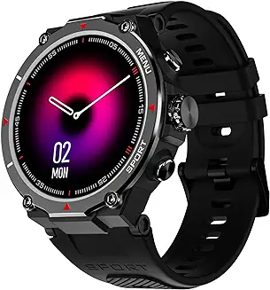 4. Noise Force Rugged & Sporty 1.32" Bluetooth Calling Smart Watch, 550 NITS, 7 Days Battery, AI Voice Assistance, Smart Watch for Men (Jet Black)