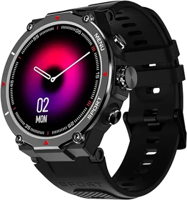 13. Noise Force Rugged & Sporty 1.32" Bluetooth Calling Smart Watch, 550 NITS, 7 Days Battery, AI Voice Assistance, Smart Watch for Men (Jet Black)