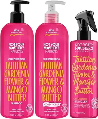 14. Not Your Mother's Naturals Moisturize and Enhance Curl Definition Shampoo, Conditioner, and Hair Detangler (3-Pack) - 98% Naturally Derived Ingredients (Tahitian Gardenia Flower & Mango Butter)
