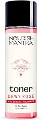 10. Nourish Mantra's Dewy Rose Toner/Formulated with Rose De Mai, Niacinamide & Vitamin B5/ Radiant & Rejuvenated Skin/Pore Tightening Toner (150ml)