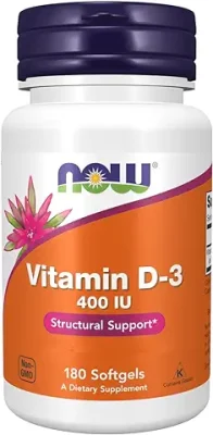 9. Now Foods Vitamin D-3 400 IU Pack of 180 Softgels