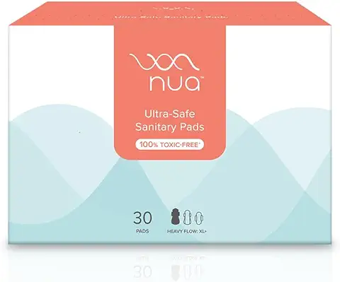10. Nua Ultra-Safe Sanitary Pads For Women | 30 Ultra Thin Pads | Heavy Flow-XL+ | Safe on Skin | Toxic-Free & Rash-Free | Unscented | 50% Wider Back| Leakproof | Made Safe