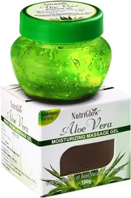 6. NutriGlow Aloe Vera Gel Great for Face, Hair, Acne, Sunburn, Bug Bites, Rashes, Glowing and Radiant Skin, Hydrating Gel Relieves Itchy & Irritated Skin, Non Sticky, 100gm