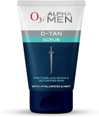 2. O3+ ALPHA MEN Acno D-TAN Scrub With Hyaluronic & Mint