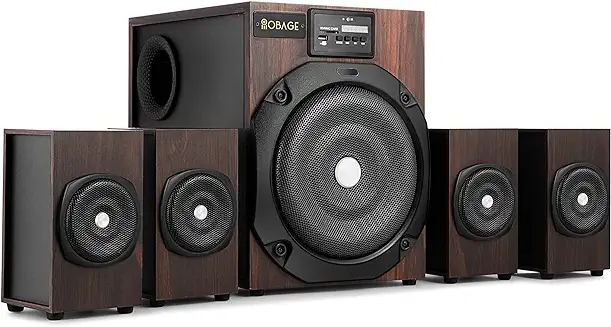 4. OBAGE HT-101 Woody 65 Watt 4.1 Channel Wireless Bluetooth Home Theatre System with Bluetooth, Optical IN,AUX,FM