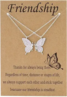 9. Obtheleg Cute Butterfly BFF Necklaces for 2