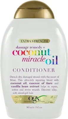 8. OGX Extra Strength Damage Remedy Coconut Miracle Oil Conditioner | Dry, Frizzy or Coarse Hair, Hydrating & Vanilla Flyaway Taming Conditioner, Paraben Sulfate Free 385ml
