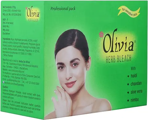 5. Olivia Herb Bleach For Sensitive Skin 270g With Haldi|Chandan|Aloe Vera|Nimbu, 270 g