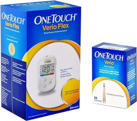 14. OneTouch Verio Flex glucometer with 50 Test Strips & 50 additional lancets
