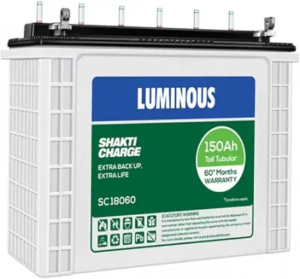 5. Luminous Shakti Charge SC18060 150Ah Tall Tubular Inverter Battery
