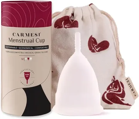 2. Carmesi Menstrual Cup for Women | Medium Size - With Free Pouch | Rash-Free, Itch-Free, Odour-Free | 8-10 Hours of Leaks-Free Comfort | 100% Biocompatible Medical-Grade Silicone Cups