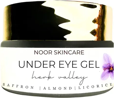 2. Noor Skincare Under Eye Cream for Dark Circles Removal Women/Men Gel based, Organic, Natural, Rich, Anti-Puffy, Wrinkle Care & Glow Enhancer with Saffron, Almond, Turmeric, Aloe