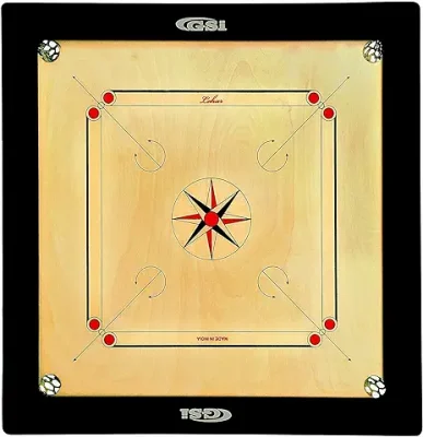 4. GSI Superior Matte Finish Club Carrom Board For Professionals And Clubs With Coins Striker And Boric Powder