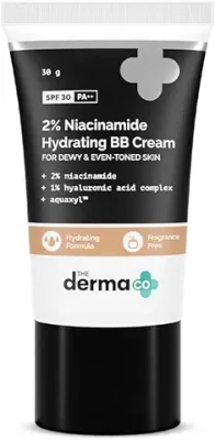 4. The Derma Co 2% Niacinamide Hydrating BB Cream with SPF 30 PA++ Enriched with 1% Hyaluronic Acid Complex & AquaxylTM - 30 g | 02 - Nude Glow