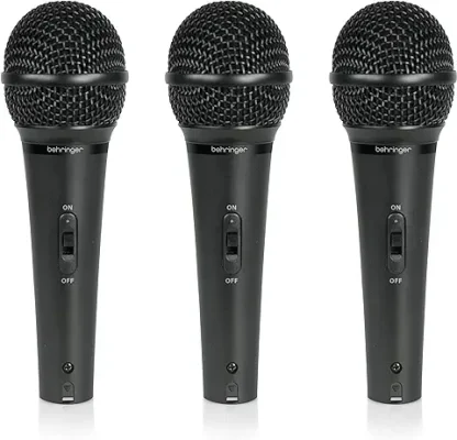 10. Behringer ULTRAVOICE XM1800S Dynamic Cardioid,Unidirectional Vocal Microphones, 3-Pack (Black)