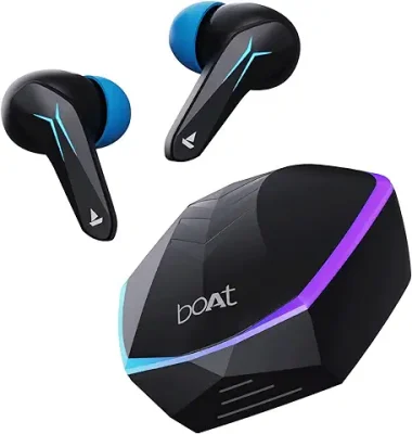 12. boAt Immortal 121 TWS Earbuds with BeastTM Mode(40ms Low Latency) for Gaming, 40H Playtime, Blazing LEDs, Quad Mics ENx Signature Sound, ASAPTM Charge(10 Mins= 180 Mins)(Black Sabre)