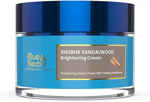 15. Blue Nectar Ayurvedic Sandalwood Radiance and Skin Brightening Cream | Moisturizing Day Cream for Women for Daily Use | Face Cream for Women with Sun Protection (13 Herbs 50 g)