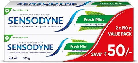 13. Sensodyne Fresh Mint 150g x 2 Value Pack (Save Rs 50) | Sensitive toothpaste for daily sensitivity protection | Dentist Recommended Brand