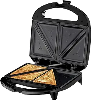 10. Sandwich Maker, Sandwich Toaster, Panini Press, Quesadilla Maker, Grilled Cheese, French Toast Press, Pizza Pockets Press, Indicator light, Omelet, White (Black)