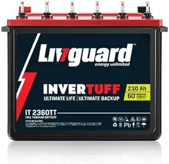 13. Livguard | Recyclable Inverter Battery for Small Office, Home and Small Shop | INVERTUFF | IT 2360TT, 230Ah | Long Life Battery | Tall Tubular Inverter Battery