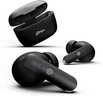 12. pTron Bassbuds Duo in-Ear Bluetooth 5.1 Wireless Headphones, Stereo Audio, Touch Control TWS Earbuds with HD Mic, Type-C Fast Charging, IPX4 Water Resistant & Voice Assistance
