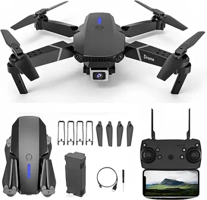 1. HILLSTAR Foldable Remote Control Drone with Camera HD Wide Angle Lens Optical Flow Positioning with 1800Mah Battery WiFi FPV 4-Axis Camera with Dual Flash Lights (MultiColor)