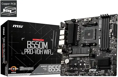 9. MSI B550M Pro-Vdh WiFi Ddr4, M.2, USB 3.2 Gen 1, Front Type-C, Wi-Fi, Hdmi, Micro ATX Gaming Motherboard AMD Ryzen 5000 Series Desktop Processors
