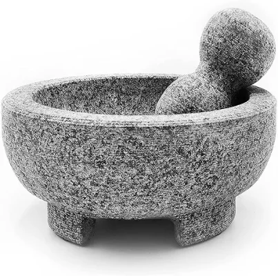 6. UmienTM Granite Mortar and Pestle Set Guacamole Bowl Molcajete 8 Inch - Natural Stone Grinder for Spices, Seasonings, Pastes, Pestos and Guacamole - Extra Bonus Avocado Tool Included