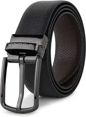9. HAYES LONDON Italian Leather Reversible Belt for Men