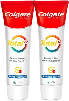2. Colgate Total 120 gm + 120 gm (240 gm) Advanced Health Antibacterial Toothpaste, Saver Pack, Whole Mouth Health, Stronger 12-Hour Anti-Germ Protection, World's No. 1* Germ-fighting Toothpaste