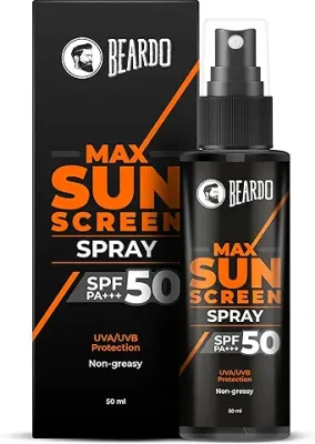 4. Beardo Max Sunscreen SPF 50 & PA+++ Spray for Men | Non-greasy Sunscreen for Men | Easy Application Sunscreen Spray | Sunscreen For Oily Skin | UVA UVB Protection | 50ml
