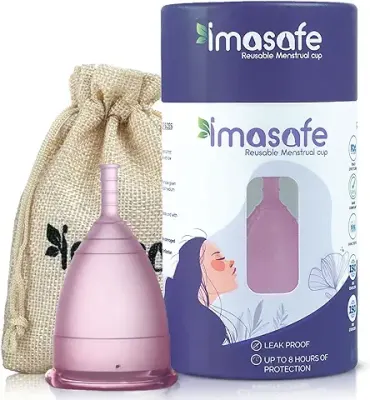 7. Imasafe Reusable Menstrual Cup for Women 100% Medical Grade Liquid Silicone | Ultra Soft, Odour and Rash Free (Medium, Pink)