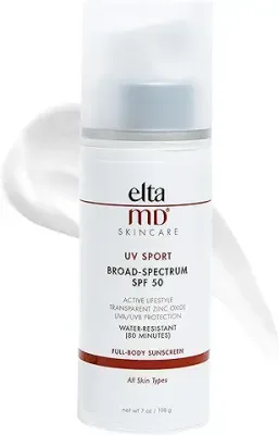 5. EltaMD UV Sport Body Sunscreen, SPF 50 Sport Sunscreen Lotion, Sweat Resistant and Water Resistant up to 80 Minutes, Formulated with Zinc Oxide Great for Outdoor Physical Activities, 7 oz Pump