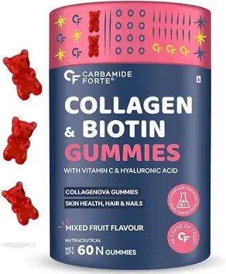 7. Carbamide Forte Collagen & Biotin Gummies| Collagen Supplements for Women & Men for Skin & Hair - Mixed Fruit Flavour - 60 Gummies