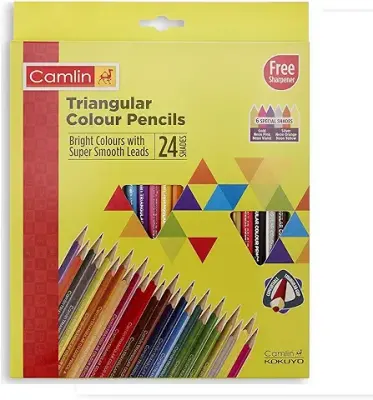 11. Camlin Triangular Colour Pencil Set with Sharpener