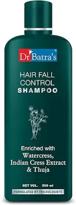 10. Dr Batra's Hair Fall Control Shampoo Enriched With Watercress, Indian Cress extract and Thuja, Anti Hair Fall Shampoo for both Men & Women (500ml, Pack of 1)