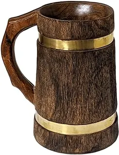 NB Decor Wooden Viking Beer Glass Gold XXL (600ml) Set of 2 Viking Beer Mug for Parties and Daily Use,washproof Mug. Non T...