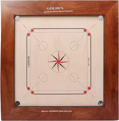 11. KD Sports Golden Carrom Board Antique Indoor Board Game Approved by Carrom Federation of India & Maharashtra Carrom Association (36mm, Jumbo) for all ages
