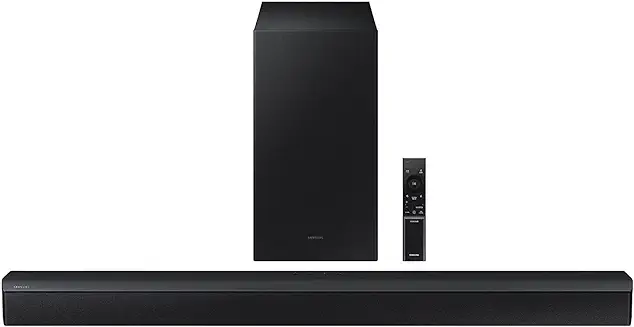 3. Samsung Soundbar (HW-C45E/XL) 2.1 Channel, 300W, Dolby Digital, 3 Speakers, Wireless Subwoofer, Bluetooth Enabled and DTS Virtual X Experience Sound (Black)